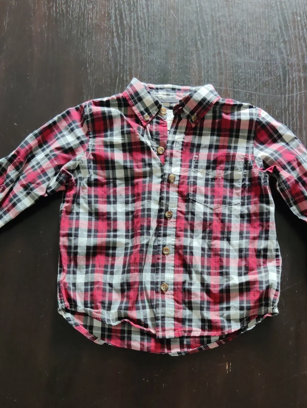 The Children's Place Red Black White Plaid Button-Down Shirt